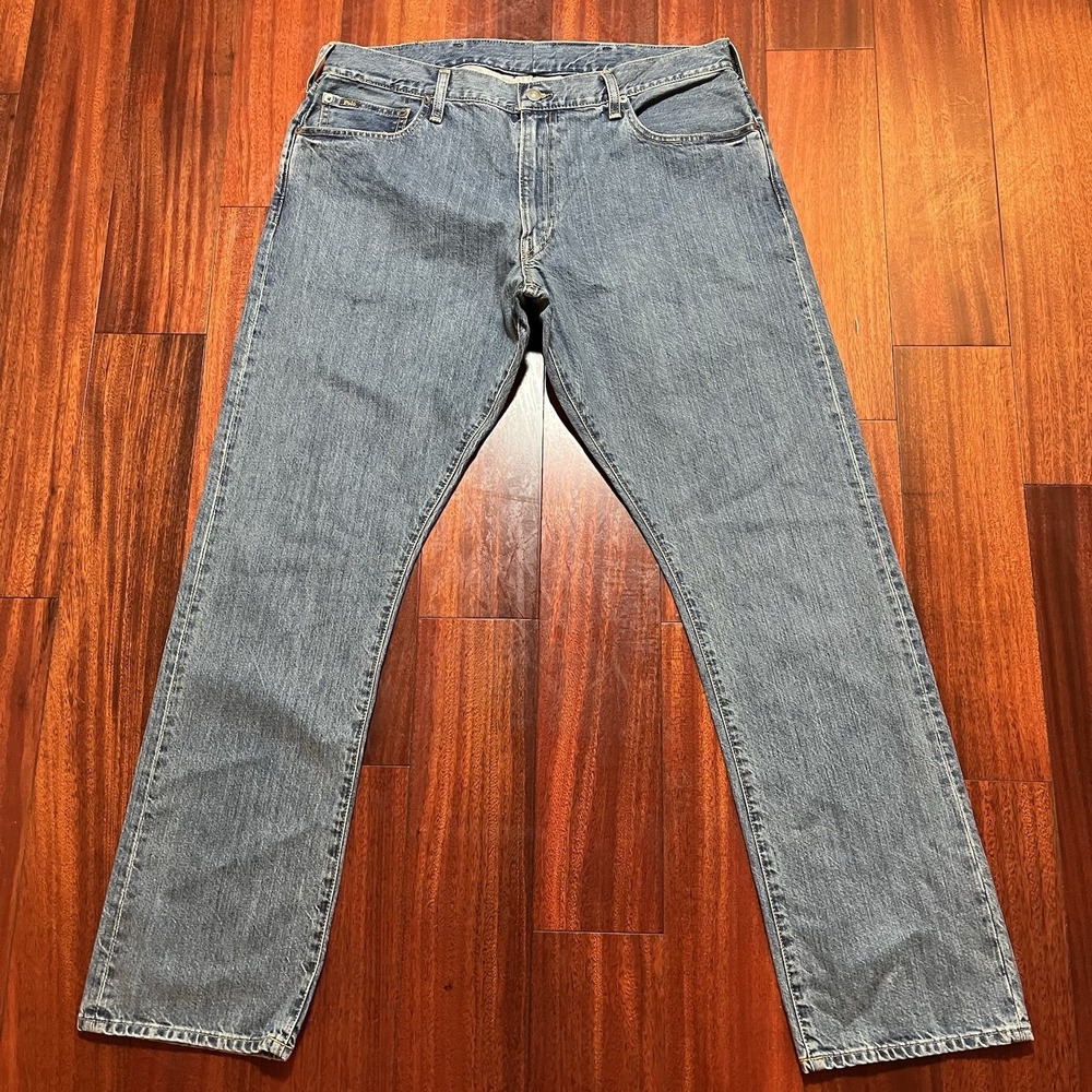 Polo Ralph Lauren Varick Slim Straight Jeans Mens 36x32 Blue Light Wash Denim